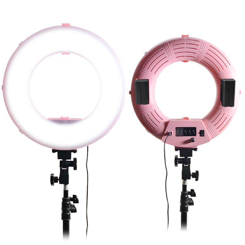 Đèn Led Ring MD250P 3200-7500K Màu Hồng 14 inch có đế gắn pin CAO CẤP